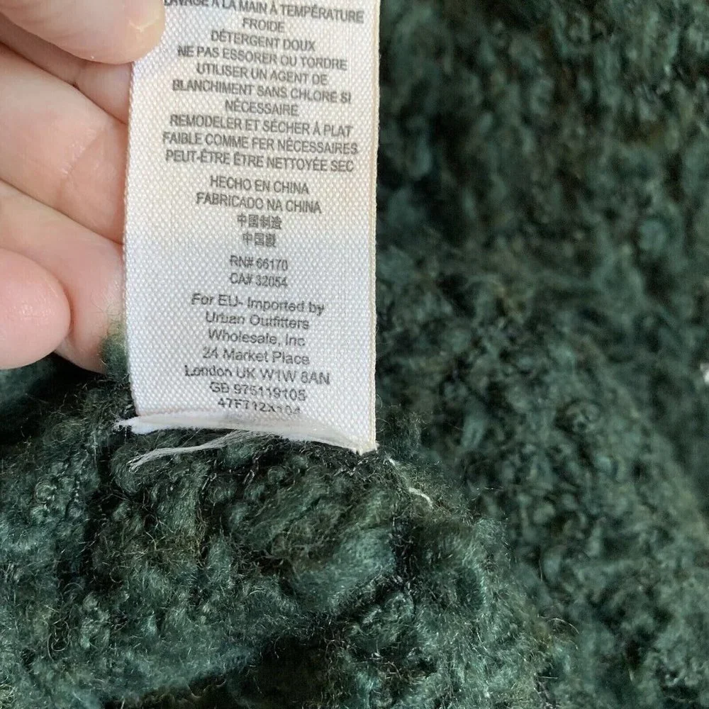 Free People Forest Green Textured Crewneck Sweater
